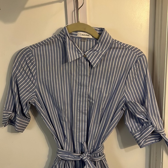 Calvin Klein Blue Stripe Dress Size 2 - Picture 2 of 4